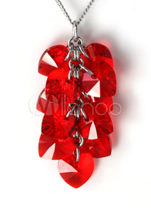 Sweet Red Heart-shaped Swarovski Crystal Necklace