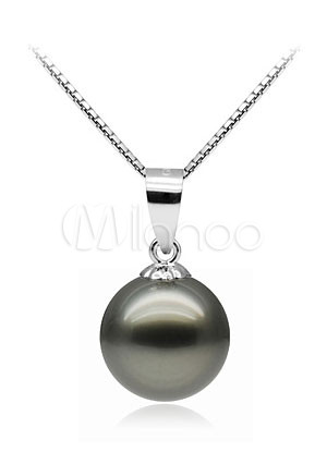 Black Pearl Pendant on 18k White Gold Tahitian Black Pearl Pendant   Milanoo Com