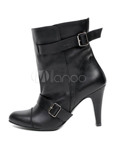 Shoes on Cool Talon Pointu Toe Black Boots Fashion Pu Milanoo Com