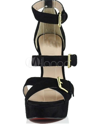 Fashion Footwear on Negro Suede 4 7   10    De Tac  N Zapatos De La Pu   Milanoo Com