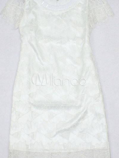 Womenclothing Sizes on Casual White 100  Silk Short Sleeves Women S Dress   Milanoo Com