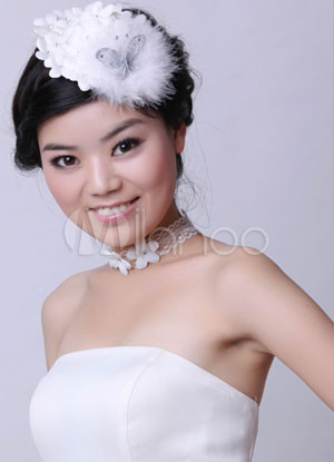 Glorious White Cloth Feather Bridal Wedding Hair Accessories Milanoo 