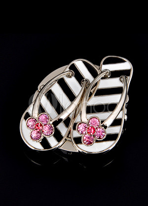 30mm Pink Flower Axido Znic Swarovski Crystal Rhinestone Purse Hanger
