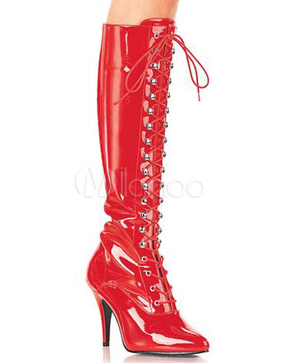  High Heel Shoes on Red 4   High Heel Pu Sexy Shoes   Milanoo Com