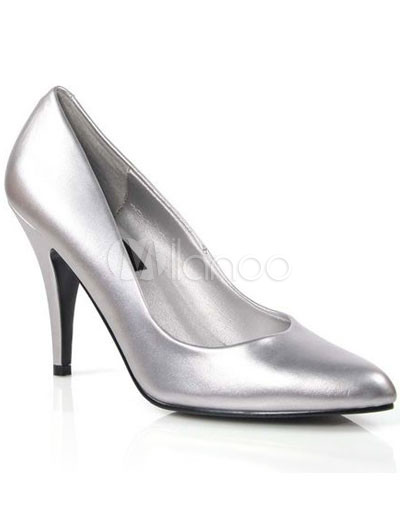 Silver High Heeled Shoes on Silver 4   High Heel Pu Fashion Shoes   Milanoo Com