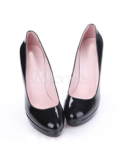 Girls High Heel Shoes Size on Girl Black Patent Leather Platform High Heel Womens Fashion Shoes
