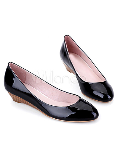 Womens Fashion Shoes Size on Honey Girl Black Sheepskin Wedge Womens Fashion Shoes Milanoo Com