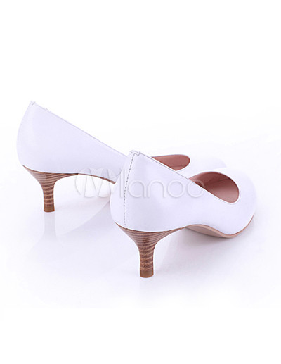 Wooden Heeled Shoes on White Sheepskin High Wooden Heel Womens Fashion Shoes   Milanoo Com
