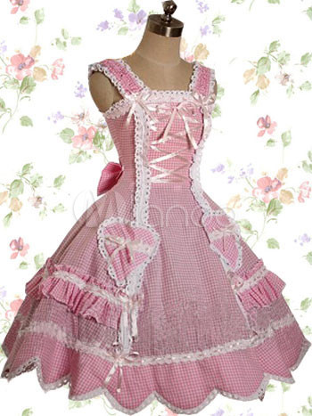 Pink And White Cotton Sweet Lolita Dress