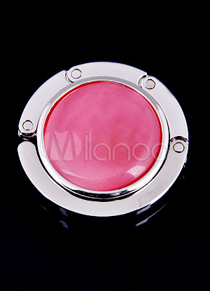 Pink Foldable Znic Nickel Around 45mm Sucker Purse Hanger
