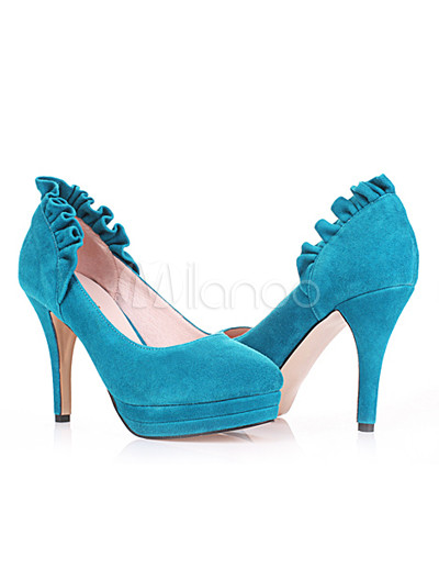 Womens Fashion Shoes Size on Cyan Leather Platform High Heel Womens Fashion Shoes Milanoo Com