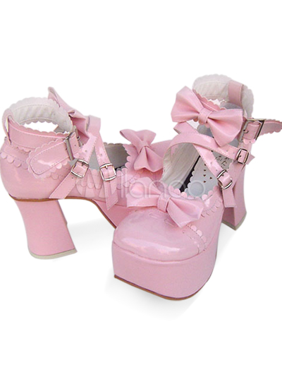Pink High Heel Shoes on Sweet Light Pink 3 1 2 High Heel Ankle Straps Buckle Pu Lolita Shoes