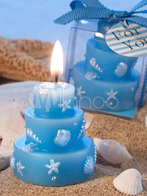 7*6*6cm Beautiful Blue Cake Environment Friendly Wax Candles