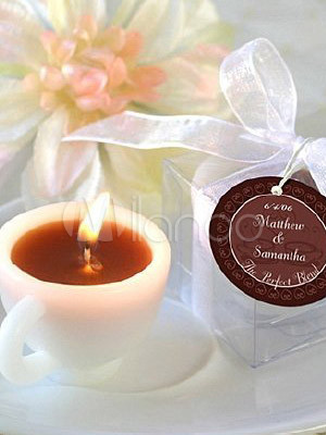 7.2*5.7*4cm White Environment Friendly Wax Coffee Cup Candles