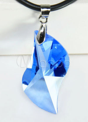 Attractive Deep Blue the Heart of the Ocean Swarovski Crystal 925 Silver Necklace for Women