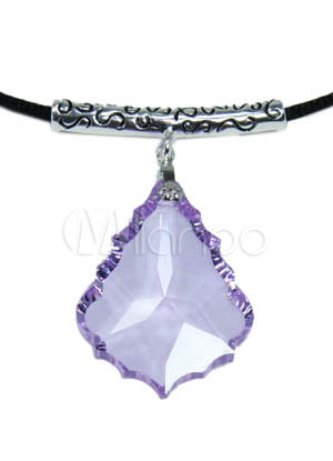 Attractive Purple Barlow Leaf 925 Silver Swarovski Crystal Neckl