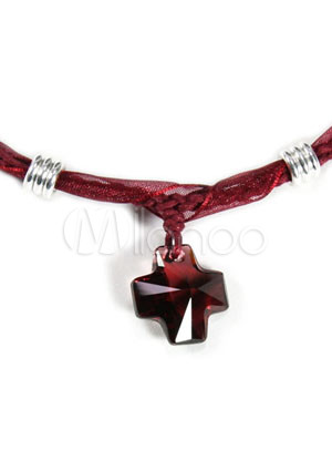 Attractive Red Cross 925 Silver Swarovski Crystal Necklace for W