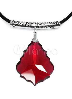 Attractive Rubine Barlow Leaf 925 Silver Swarovski Crystal Neckl