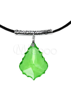 Beautiful Green Barlow Leaf 925 Silver Swarovski Crystal Necklac