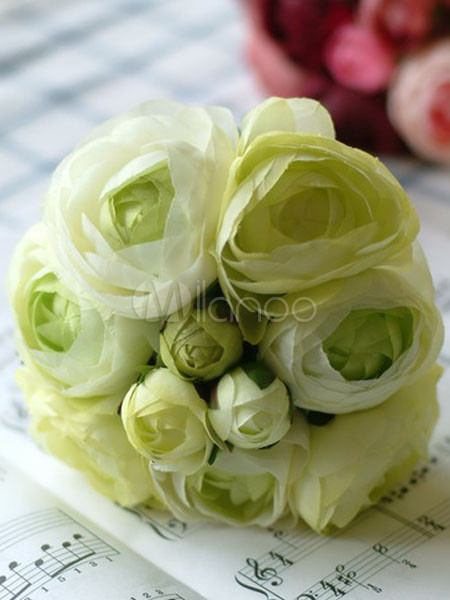 Beautiful Green Silk Cloth Flower Bridal Bouquet