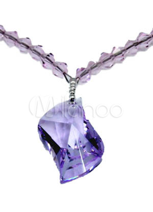 Beautiful Light Purple The Heart of The Ocean 925 Silver Swarovski Crystal Necklace for Women