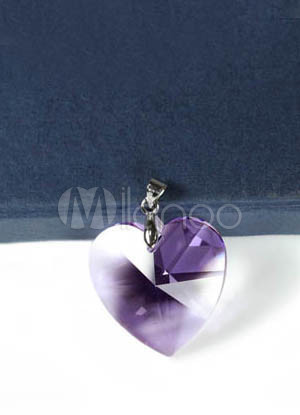 Beautiful Violet Heart 925 Silver Swarovski Crystal Necklace for Women