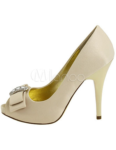 Prom Shoe on Heel 4 5 Platform Peep Toe Satin Fashion Prom Shoes Milanoo Com