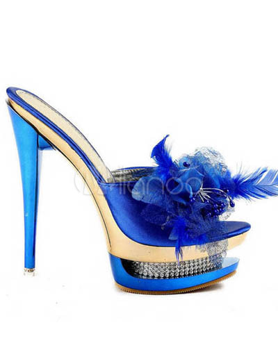 High Heeled Shoes on Blue Satin 5 1 2   High Heel Platform Fashion Shoes   Milanoo Com