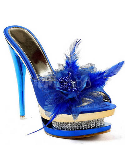 Blue Satin 5 1 2 39 39 High Heel Platform Fashion Shoes