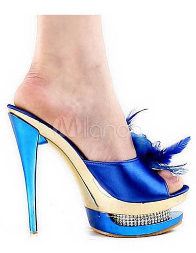 Blue Satin 5 1 2 39 39 High Heel Platform Fashion Shoes