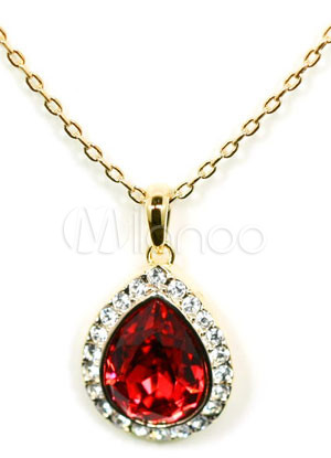 Classic Rose Heart Silver Alloy Zicron Jewel Necklace For Women