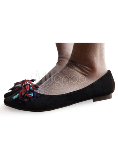 Pointed Flat Shoes on Cute Black Pointed Toe Flat Suede Fashion Shoes For Woman Milanoo