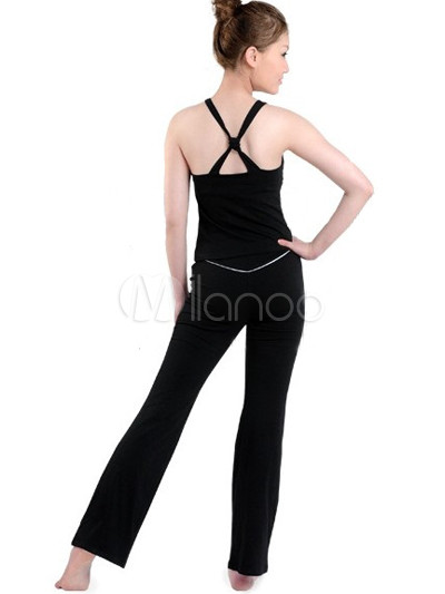 Discount Fashion Clothing South Florida on Fashion Black Two Piece Lycra Yoga Clothes Set Milanoo Com