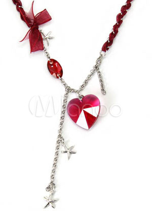 Fashion Me Fire Red Heart Swarovski Crystal Necklace Sterling Silver