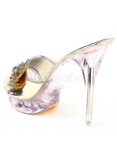 Fashion Footwear on Oro Pu 4 3   4    Zapatos De Tac  N Alto Moda   Milanoo Com