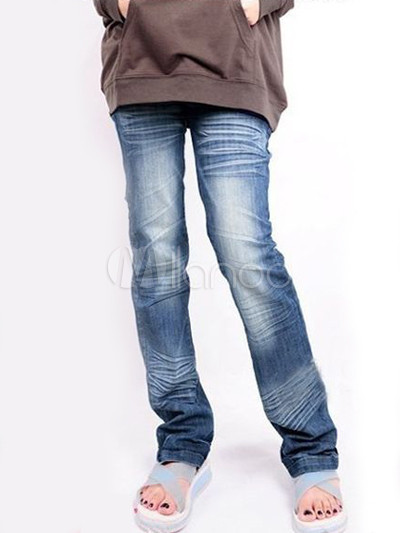 Pregnancy Jeans on Hot Blue Cotton Maternity Jeans   Milanoo Com