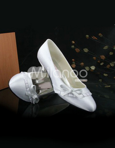 Wholesale Heel Shoes on Lovely White Satin 1 2 5    High Heel Wedding Shoes