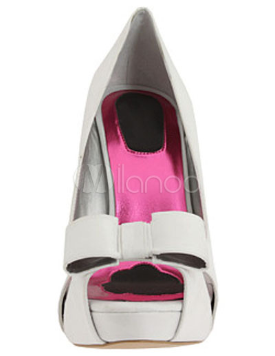 Fashion Womens Rhinestone Flower Satin High Heel Sandals on High Heel 4 5       Platform Bow Satin Fashion Prom Shoes   Milanoo