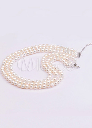 Quality 45cm S925 7-8mm White Freshwater Pearl Nacelace For Woman