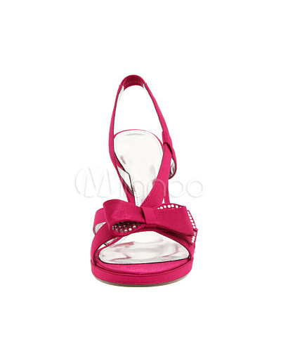  Satin Dress Shoes on Red 3 9 10  High Heel Bowknot Satin Prom Shoes   Milanoo Com