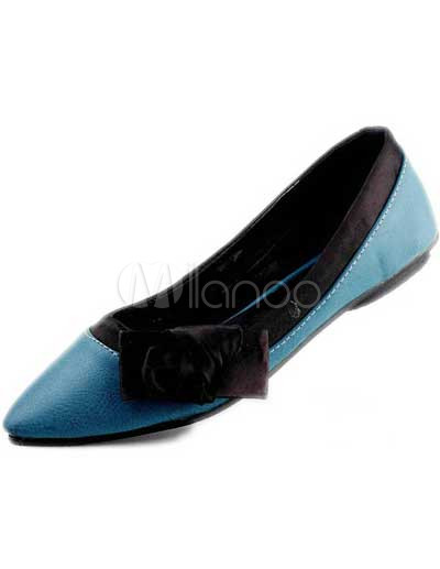 Comfortable Womens Sandals on Comfortable Blue Pu Pointed Toe Flat Shoes For Women   Milanoo Com