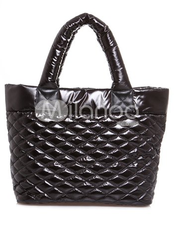 Cool Black Check Zipper Tote Handbag For Ladies