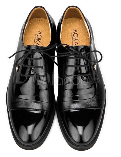 Dress Shoes Size on Cool Black Cowhide And Pigskin Lace Up Mens Dress Shoes   Milanoo Com