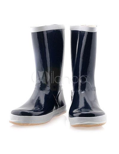 Mens Boots Fashion Guide on Cool Dark Blue Rubber Rain Boots For Men   Milanoo Com