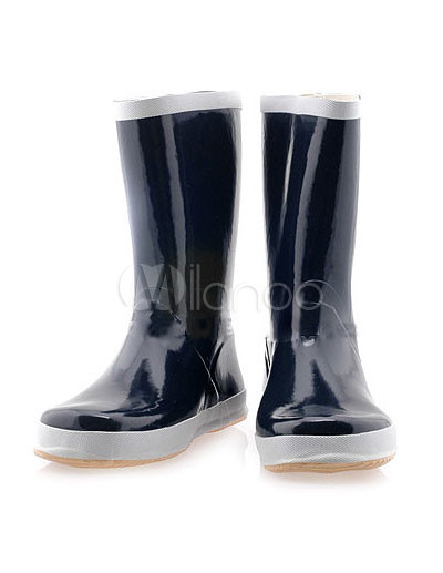 Navy Blue Dress Shoes on Cool Dark Blue Rubber Rain Boots For Men Milanoo Com