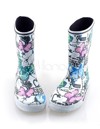 Women Fashion Combat Boots on Cartoon Rubber 20 28cm High Women S Fashion Rain Boots Milanoo Com