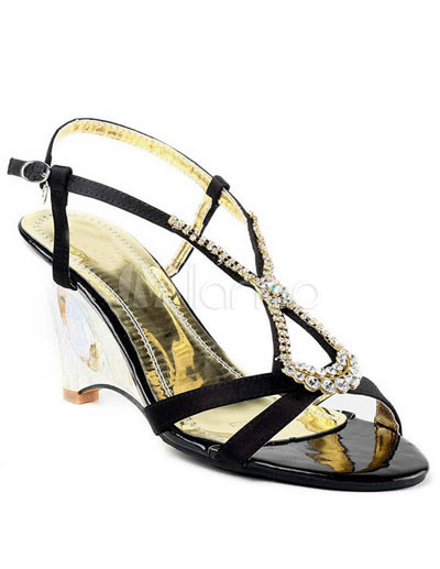 Womensandals on Black Rhinestone 2 9 10 High Heel Women S Sandals Milanoo Com