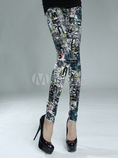 Fashion Leggings  Women on Fashion Multi Colored Pattern Polyester Spandex Women S Leggings
