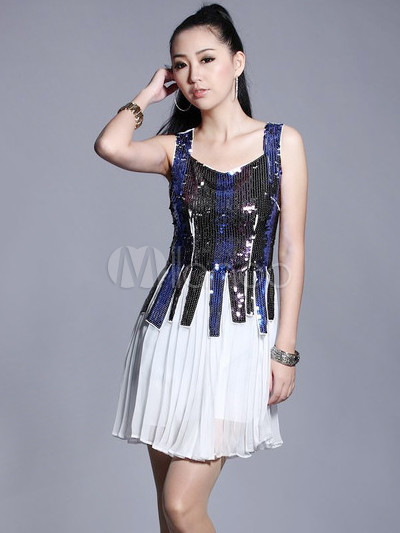 White Sequin Dress on Fashion White Silk Sleeveless Sequin Womens Dresses   Milanoo Com