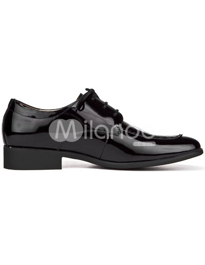 Mens Black Dress Shoes on Formal Black Cowhide And Pigskin Patent Leather Mens Dress Shoes